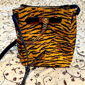 Michael Kors calf hair tiger stripe shoulder bag
